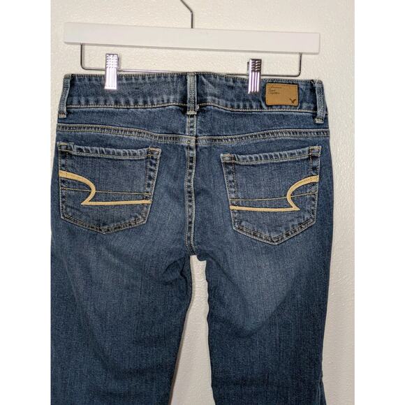 American Eagle Straight Stretch Womens Jeans Size 2 Reg Blue Low Rise - Picture 6 of 7